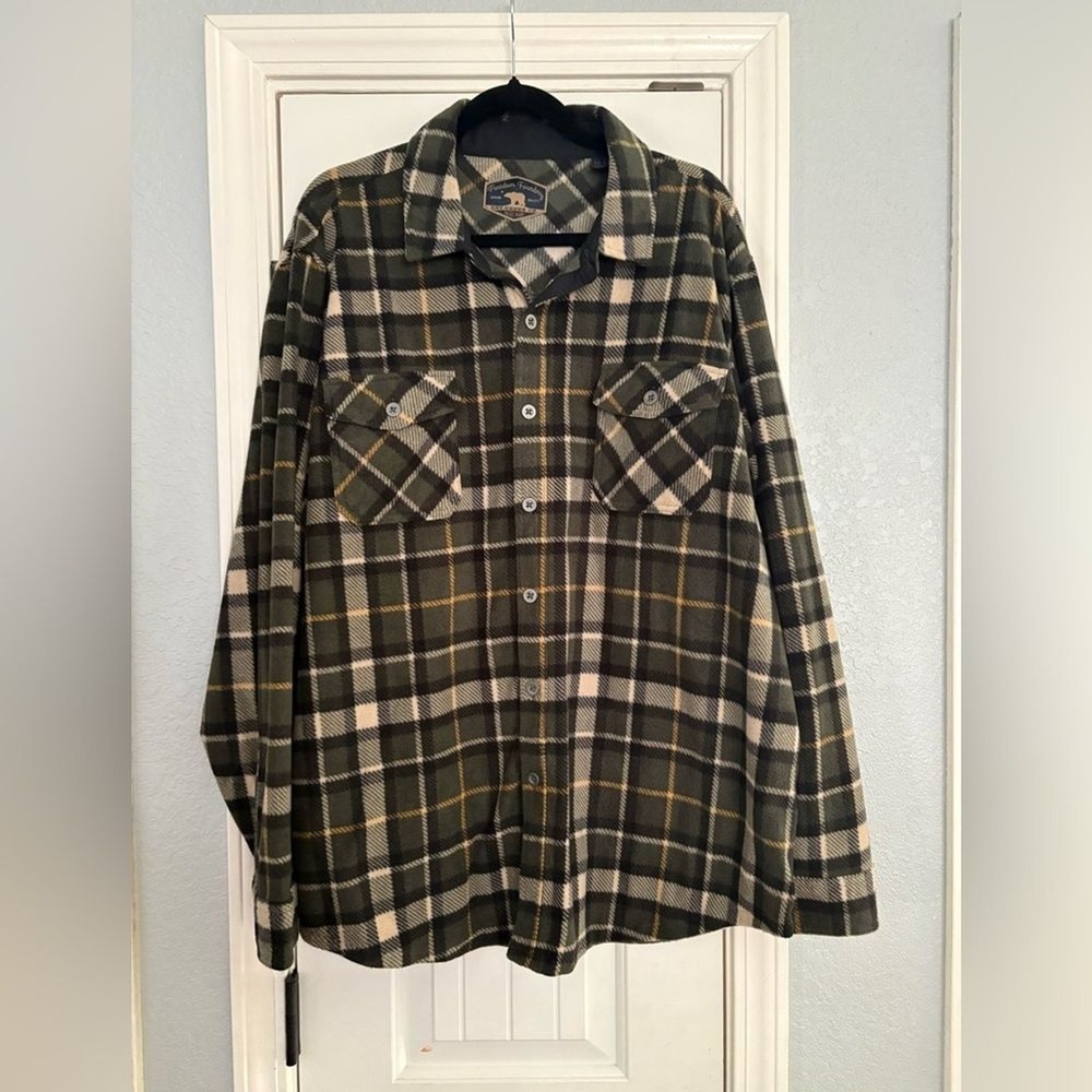 Freedom Foundry Fleece Shirt Jacket Mens XXL Green Plaid Excellent Shacket Heavy